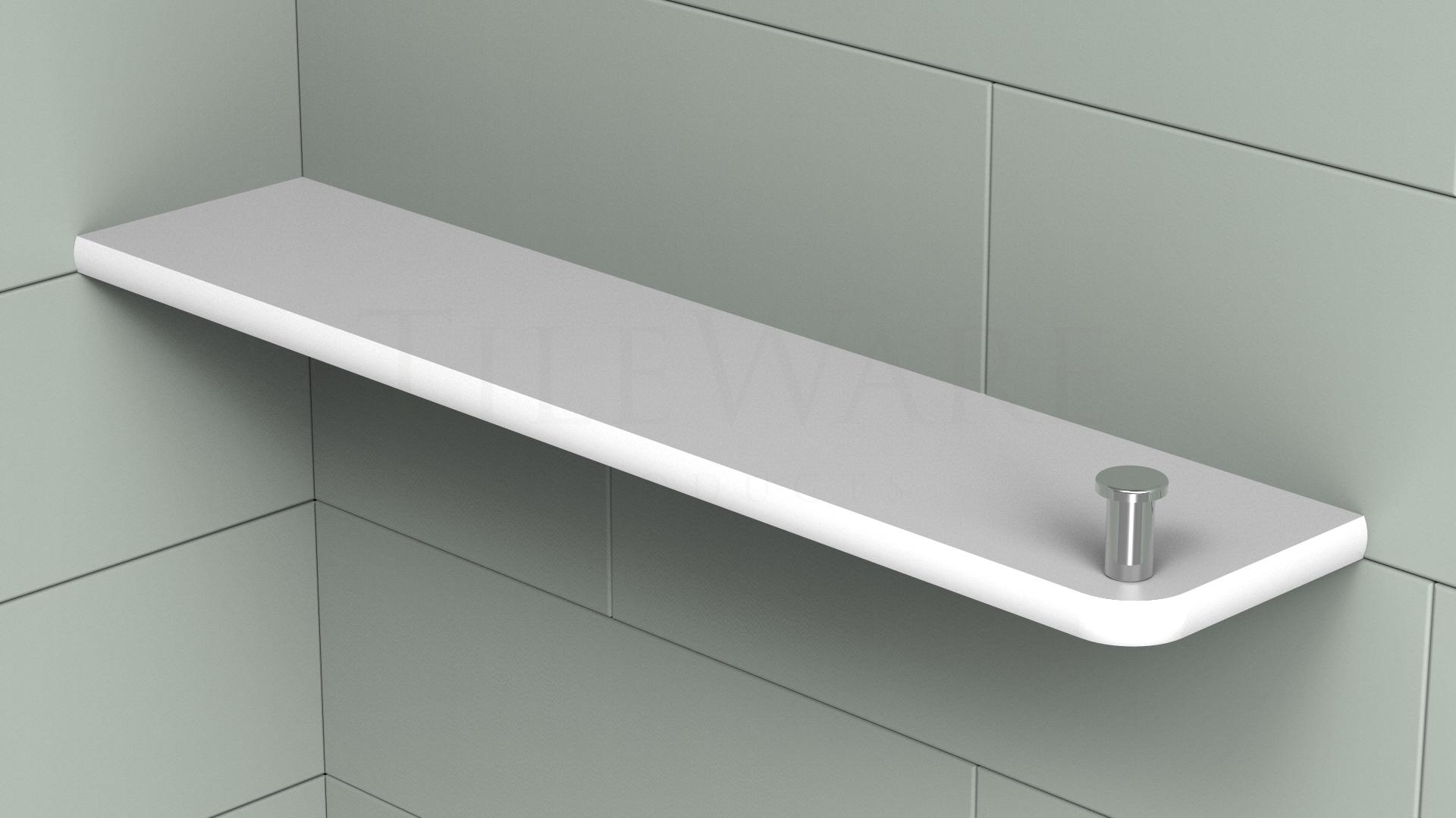 Boundless Rectangular Corner Shelf with Shower Hook for Tile